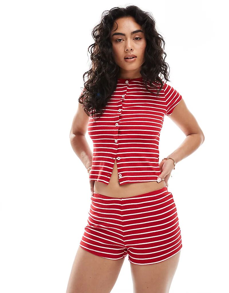 Полосатые ребристые микрошорты Miss Selfridge 
Полосатые ребристые микрошорты Miss Selfridge