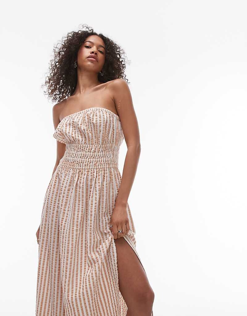Структурированное пляжное платье без бретелек Topshop – коричневого цвета в полоску
Структурированное пляжное платье без бретелек Topshop – коричневого цвета в полоску