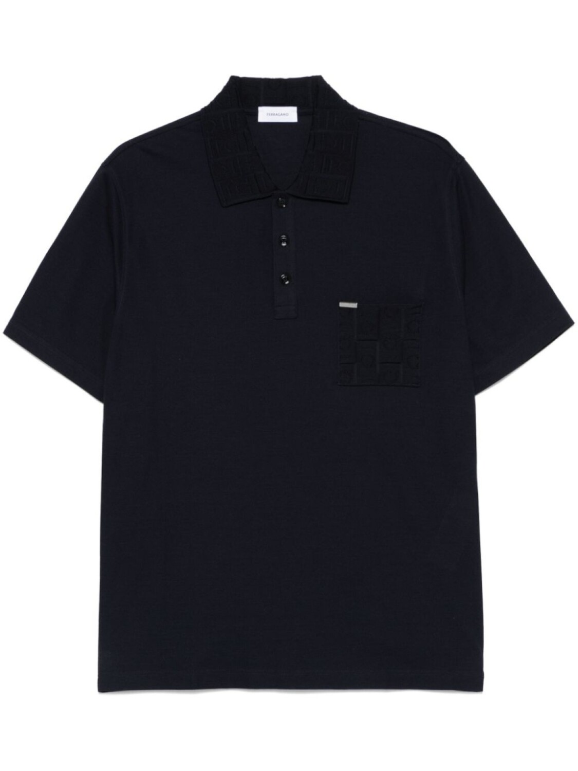 Рубашка поло с жаккардовым карманом и V-образным вырезом Ferragamo, синий
Рубашка поло с жаккардовым карманом и V-образным вырезом Ferragamo, синий