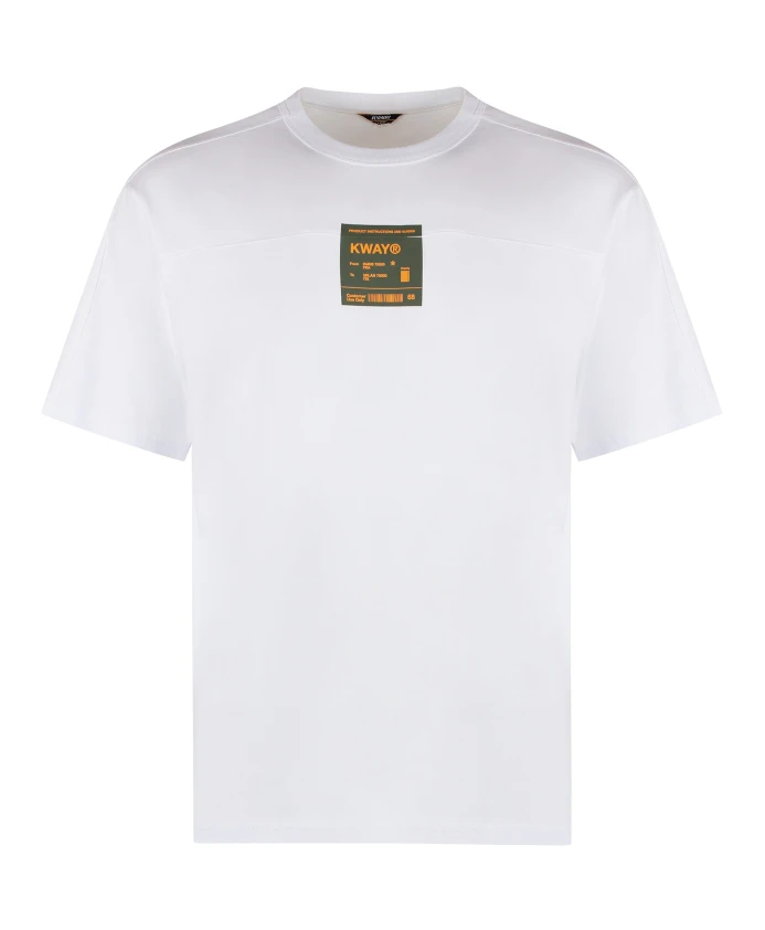 Хлопковая футболка с круглым вырезом и передним карманом K-Way, белый
Хлопковая футболка с круглым вырезом и передним карманом K-Way, белый
