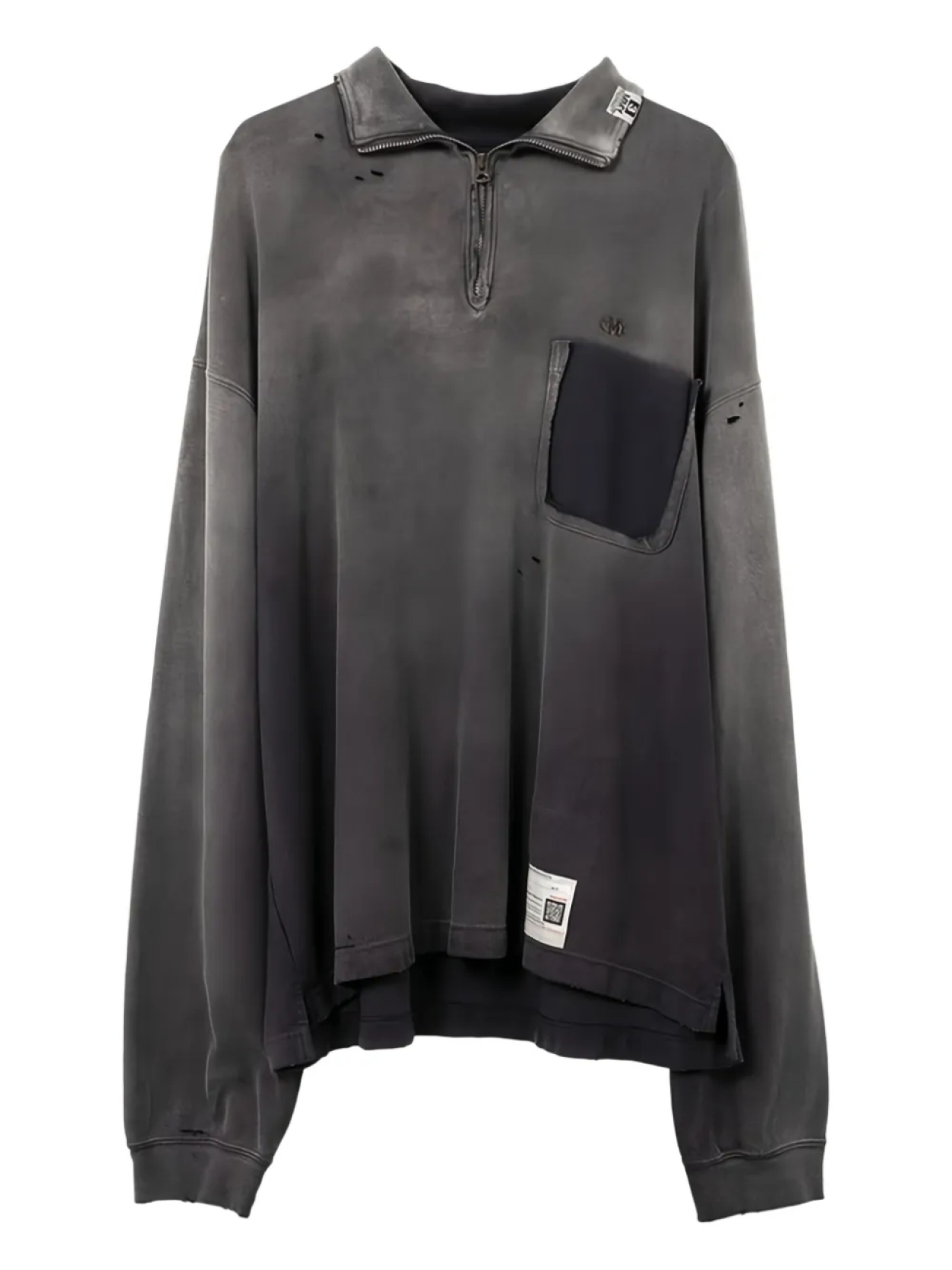 Толстовка с полумолнией и эффектом потертости от Maison MIHARA YASUHIRO, черный
Толстовка с полумолнией и эффектом потертости от Maison MIHARA YASUHIRO, черный