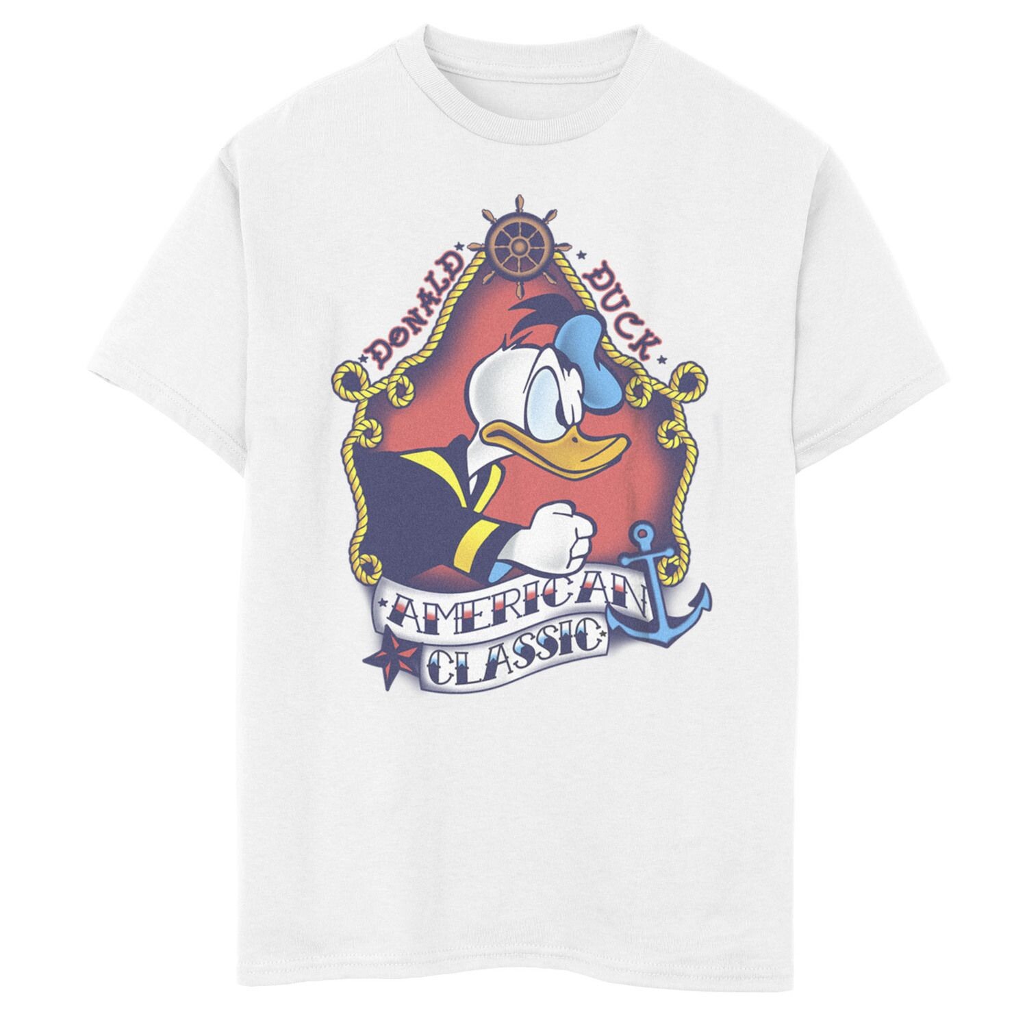 Классическая американская футболка с рисунком «Дональд Дак» для мальчиков 8–20 лет Disney's «Микки Маус и друзья» Disney, белый
Классическая американская футболка с рисунком «Дональд Дак» для мальчиков 8–20 лет Disney's «Микки Маус и друзья» Disney, белый