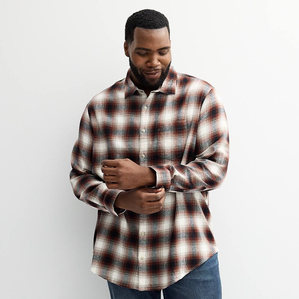 Big & Tall Sonoma Goods For Life Фланелевая рубашка с длинными рукавами, цвет Black Rust Plaid
Big & Tall Sonoma Goods For Life Фланелевая рубашка с длинными рукавами, цвет Black Rust Plaid