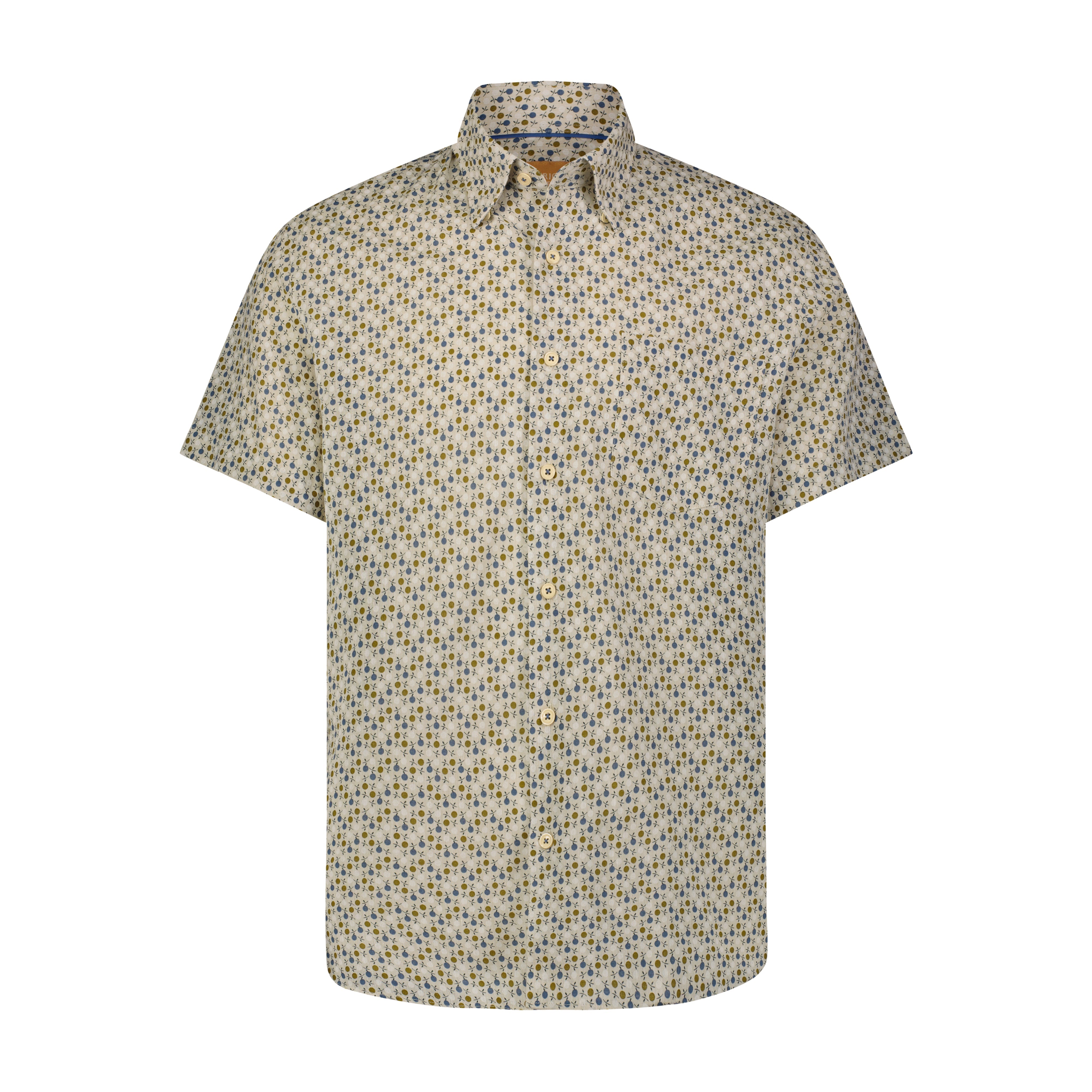 Бежевая с бирюзовым, армейско-зеленым кругом и черными крестиками рубашка с коротким рукавом American Heritage
Бежевая с бирюзовым, армейско-зеленым кругом и черными крестиками рубашка с коротким рукавом American Heritage