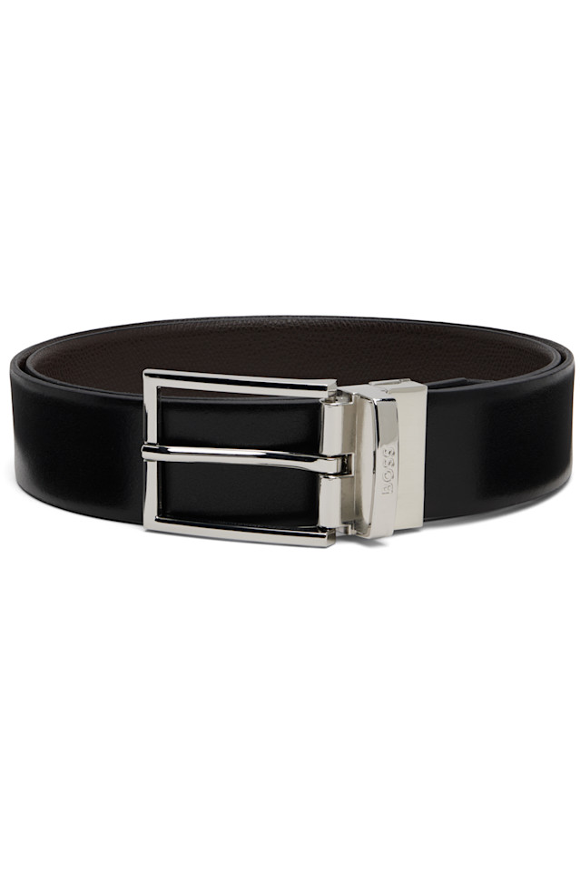 Кожаный двусторонний ремень Boss, черный
Кожаный двусторонний ремень Boss, черный