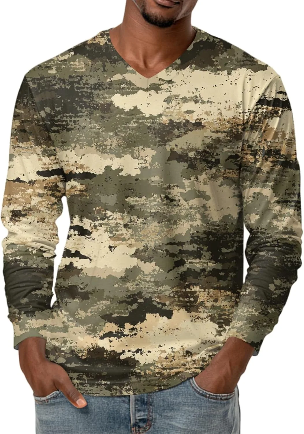 Мужская футболка с длинным рукавом и принтом V-образным вырезом FQZWONG
Мужская футболка с длинным рукавом и принтом V-образным вырезом FQZWONG