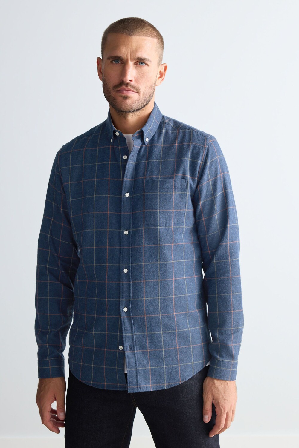 Фирменная рубашка в клетку с длинными рукавами Next, синий 
Фирменная рубашка в клетку с длинными рукавами Next, синий