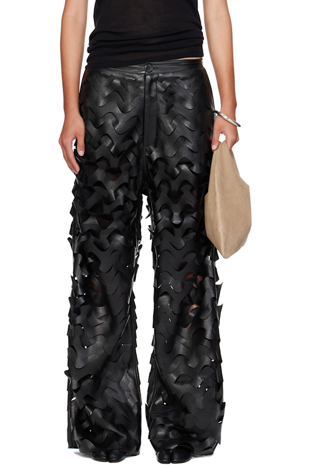 Широкие брюки с лазерной резкой из искусственной кожи Lu'U Dan, черный
Широкие брюки с лазерной резкой из искусственной кожи Lu'U Dan, черный