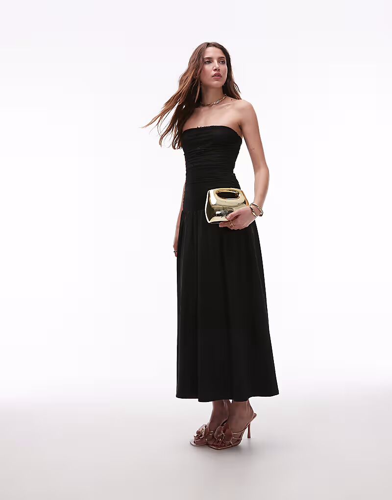 Платье-бандо мидакси Nia santal облегающего кроя черного цвета 
Платье-бандо мидакси Nia santal облегающего кроя черного цвета