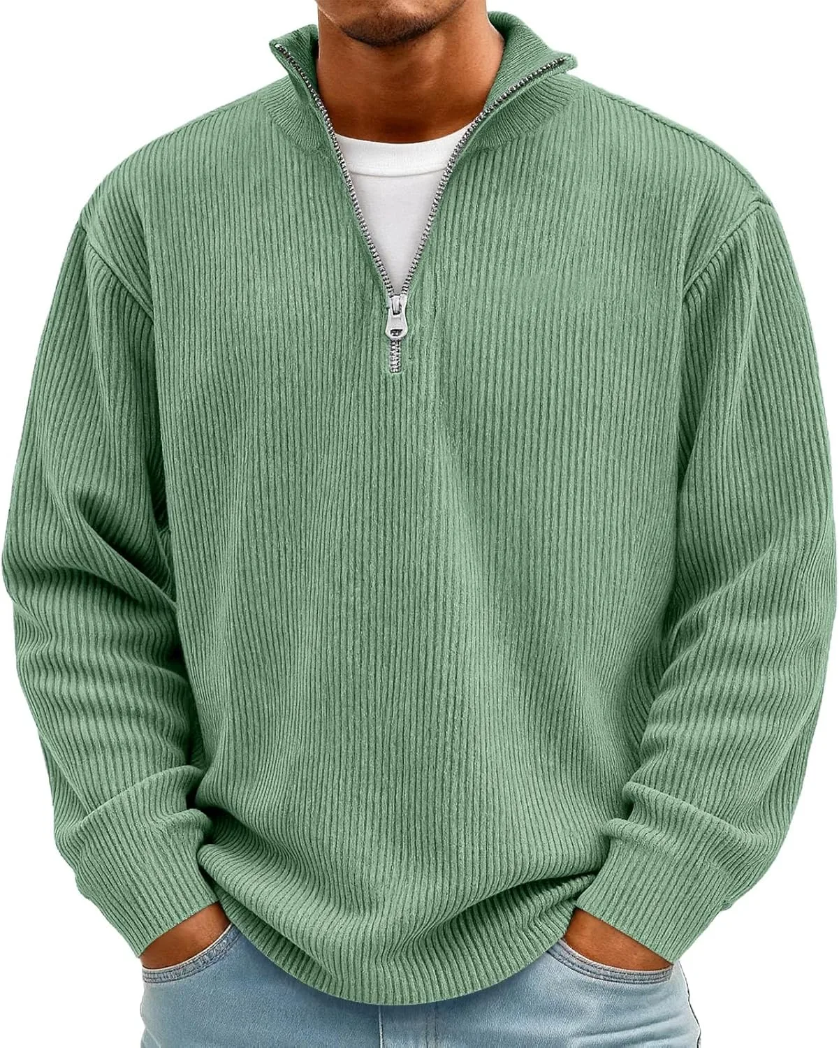 Куртка-пуловер на четверть молнии для мужчин Casual с отложным воротником и ребристой отделкой Bakgeerle
Куртка-пуловер на четверть молнии для мужчин Casual с отложным воротником и ребристой отделкой Bakgeerle