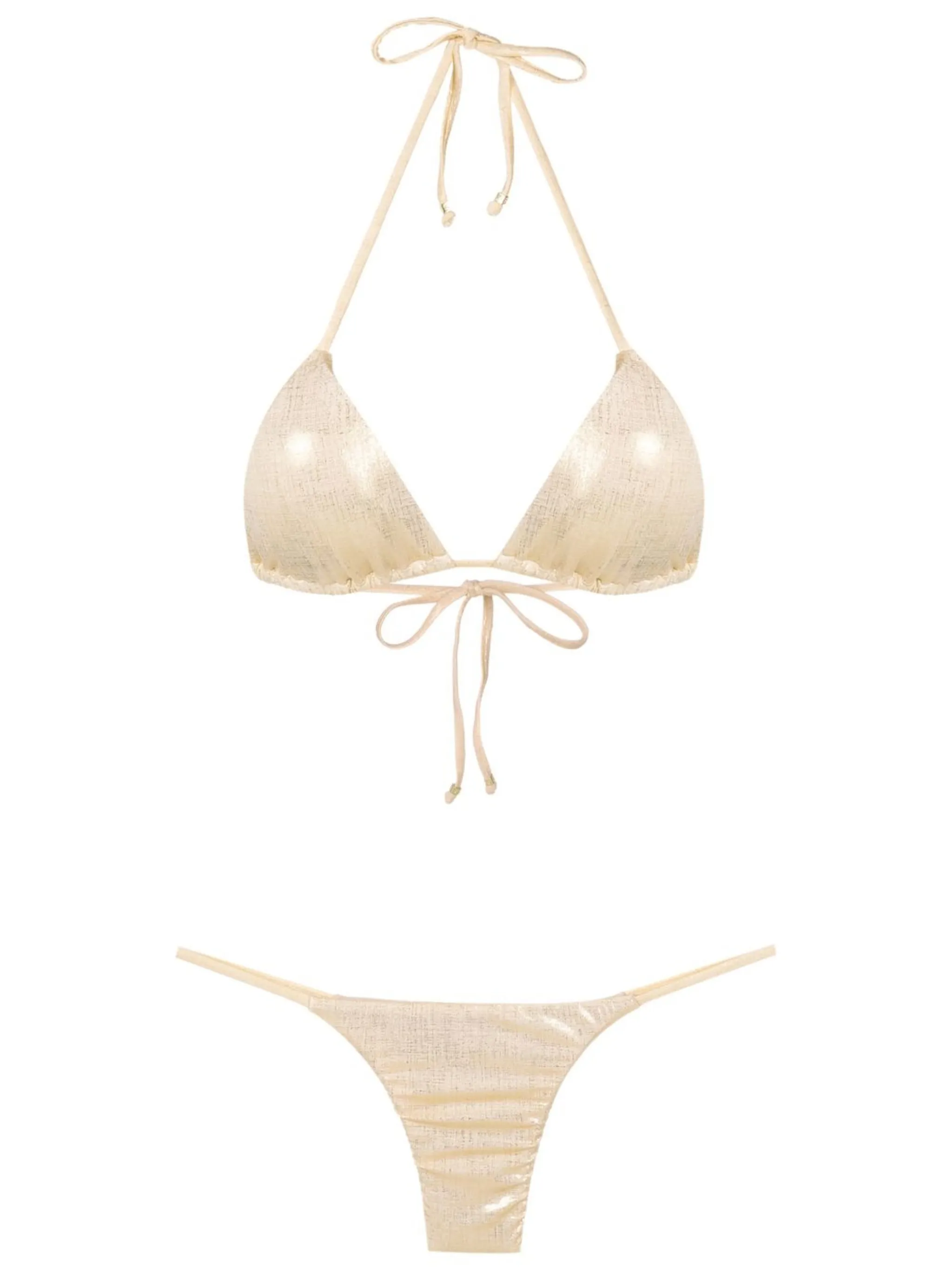 Бикини с вырезом халтер и эффектом металлик Amir Slama, золотистый
Бикини с вырезом халтер и эффектом металлик Amir Slama, золотистый