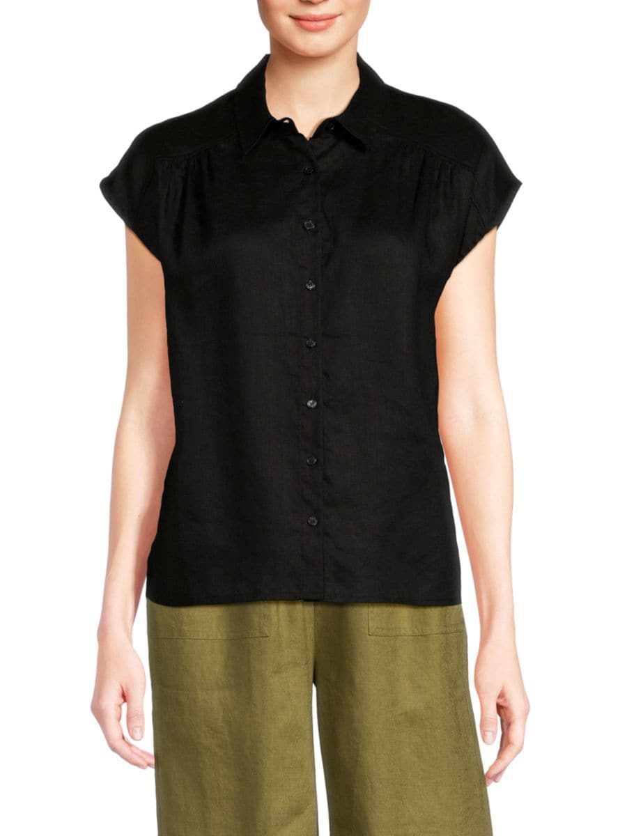 Рубашка из 100% льна с отложным воротником Saks Fifth Avenue, черный
Рубашка из 100% льна с отложным воротником Saks Fifth Avenue, черный