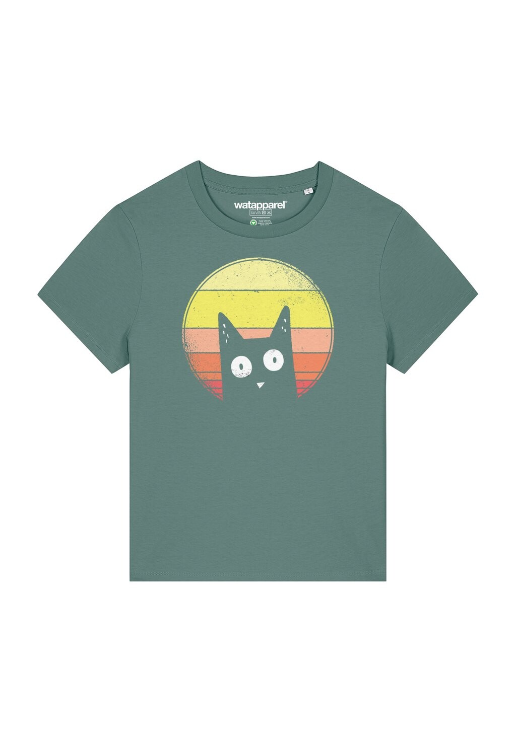 Футболка с принтом SUNSET CAT watapparel, темно-зеленый 
Футболка с принтом SUNSET CAT watapparel, темно-зеленый