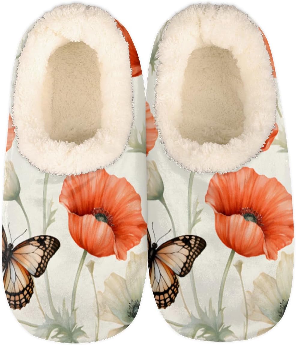 Мягкие домашние тапочки для женщин и мужчин, с рисунком маков и бабочек, противоскользящие, на флисовой подкладке, домашние тапочки для спальни с плюшевой подкладкой, теплые тапочки с цветочным рисунком Pardick, мультиколор
Мягкие домашние тапочки для женщин и мужчин, с рисунком маков и бабочек, противоскользящие, на флисовой подкладке, домашние тапочки для спальни с плюшевой подкладкой, теплые тапочки с цветочным рисунком Pardick, мультиколор