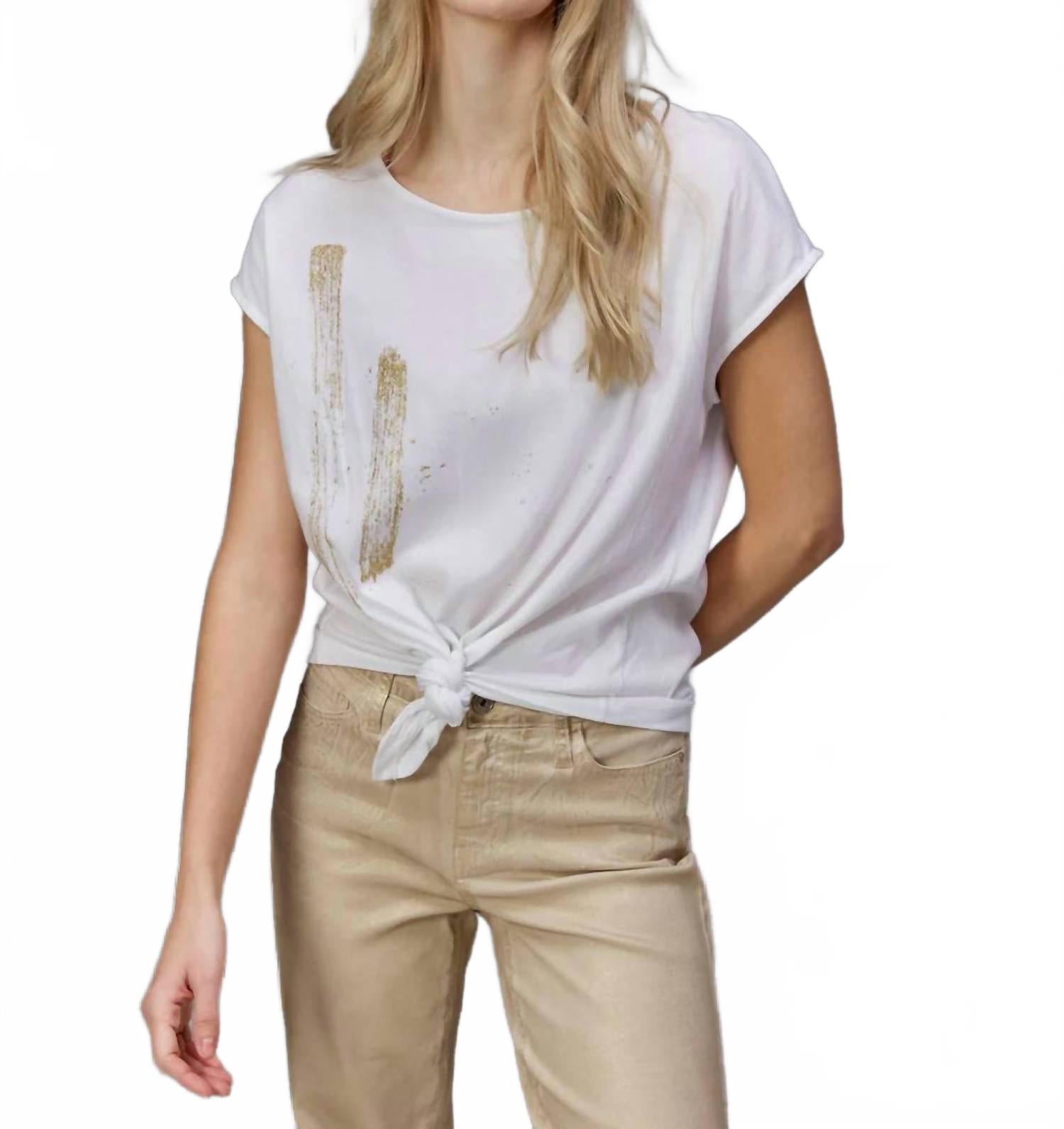 Топ с узлом спереди и металлическим принтом CHARLIE B, металлик 
Топ с узлом спереди и металлическим принтом CHARLIE B, металлик