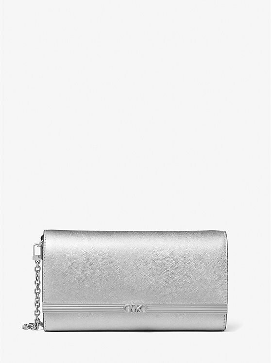 Большой клатч Mona из металлической сафьяновой кожи Michael Kors, серебряный
Большой клатч Mona из металлической сафьяновой кожи Michael Kors, серебряный