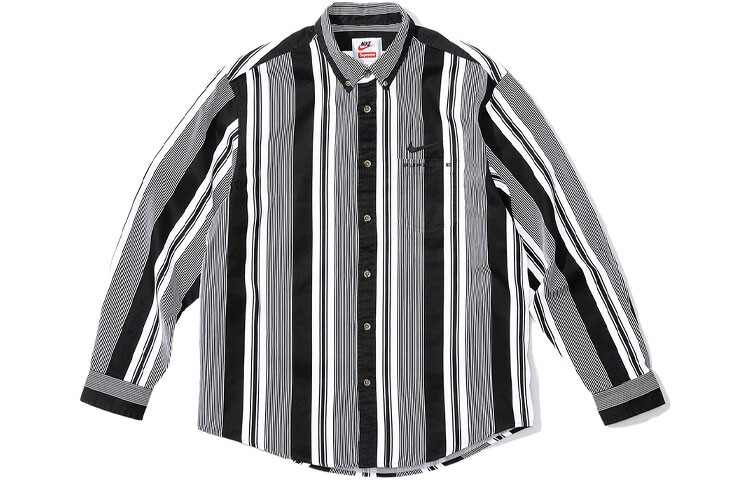 Рубашка Supreme Nike в полоску, черный / белый 
Рубашка Supreme Nike в полоску, черный / белый