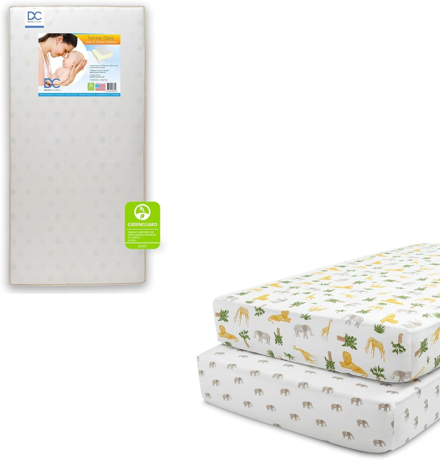 Детская кроватка Delta Children Twinkle Stars Fiber Core и простыни для кроватки с матрасом для малышей для девочек и мальчиков (комплект из 2 шт.), Safari Friends (комплект), Safari Friends
Детская кроватка Delta Children Twinkle Stars Fiber Core и простыни для кроватки с матрасом для малышей для девочек и мальчиков (комплект из 2 шт.), Safari Friends (комплект), Safari Friends