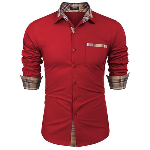 Мужская рубашка с клетчатым воротником slim fit button down Coofandy, Red
Мужская рубашка с клетчатым воротником slim fit button down Coofandy, Red