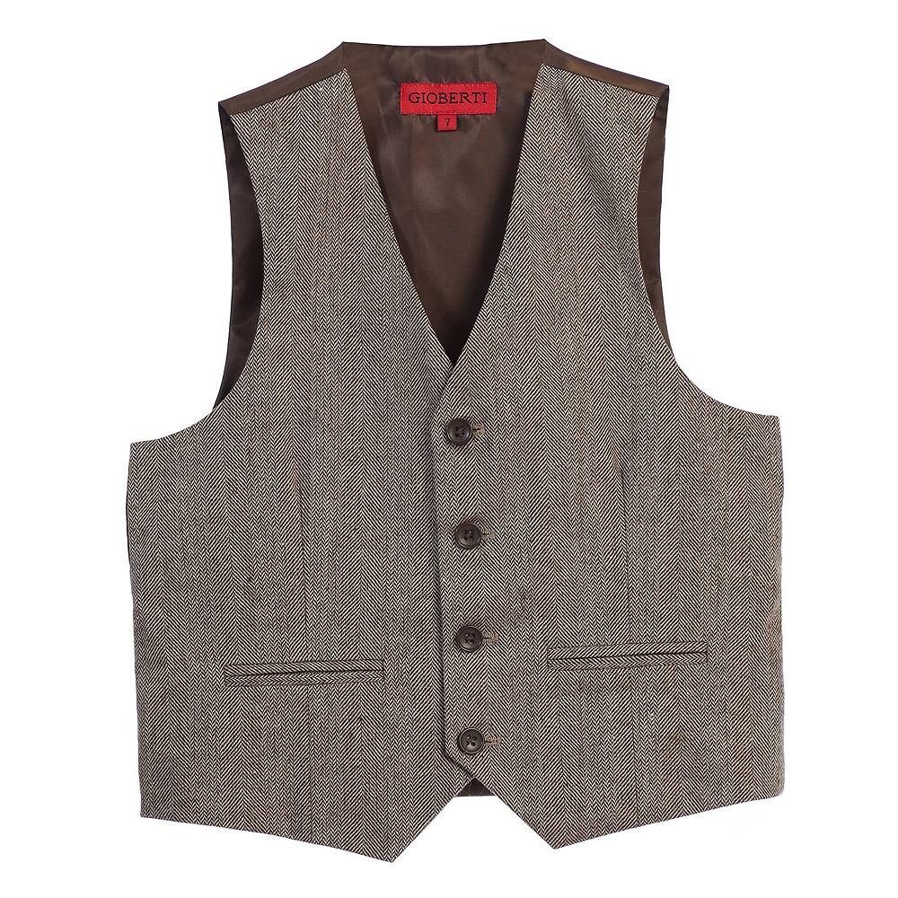 Gioberti - Твидовый клетчатый жилет для делового костюма для мальчиков, цвет Herringbone Tan 
Gioberti - Твидовый клетчатый жилет для делового костюма для мальчиков, цвет Herringbone Tan