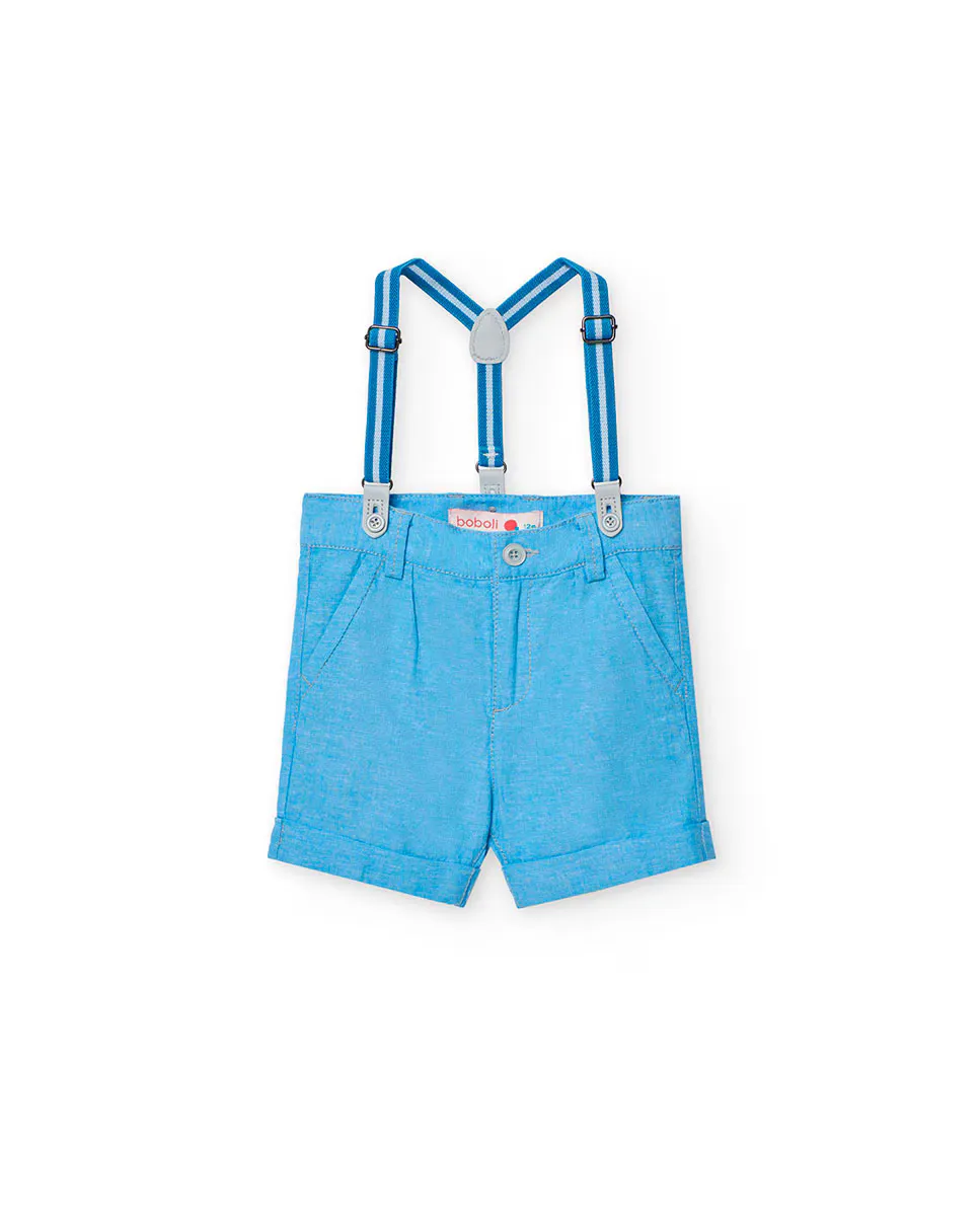 Однотонные шорты-бермуды для мальчика с застежкой на пуговицы и подтяжками Boboli, голубой
Однотонные шорты-бермуды для мальчика с застежкой на пуговицы и подтяжками Boboli, голубой