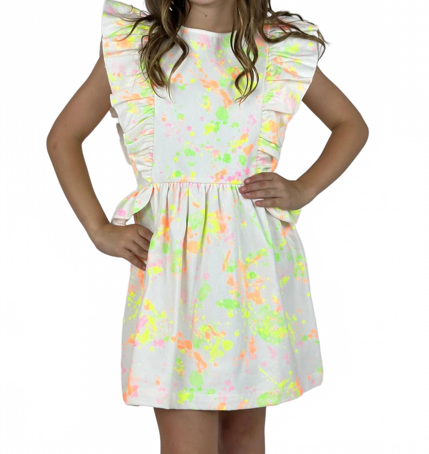 Платье для девочки с рюшами и принтом "брызги краски" в мультиколоре COS I SAID SO 
Платье для девочки с рюшами и принтом "брызги краски" в мультиколоре COS I SAID SO