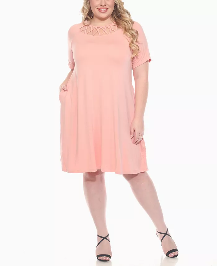 Платье А-силуэта с короткими рукавами и перекрещивающимся вырезом большого размера White Mark, розовый
Платье А-силуэта с короткими рукавами и перекрещивающимся вырезом большого размера White Mark, розовый