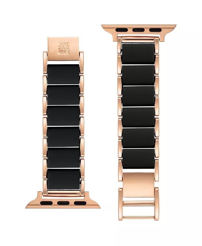 Женский браслет из сплава розового золота с черными звеньями, совместимый с Apple Watch диаметром 38/40/41 мм Anne Klein, мультиколор