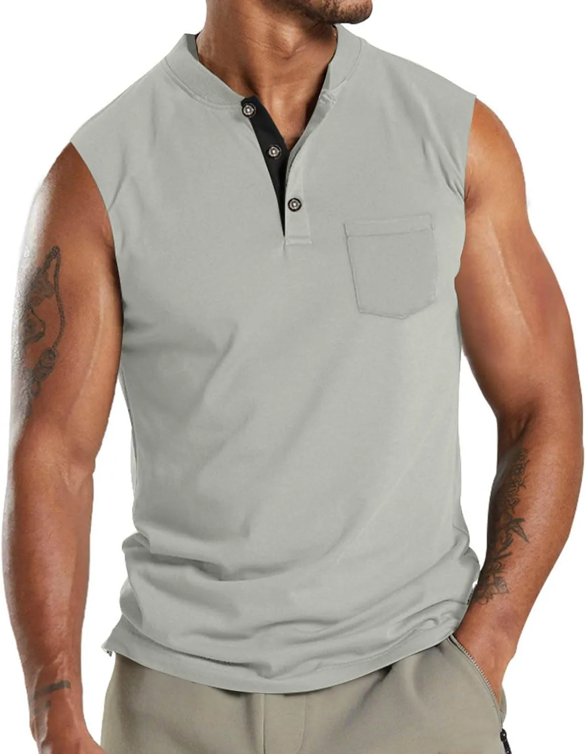 Мужская майка для гольфа без рукавов с пуговицами
Мужская майка для гольфа без рукавов с пуговицами