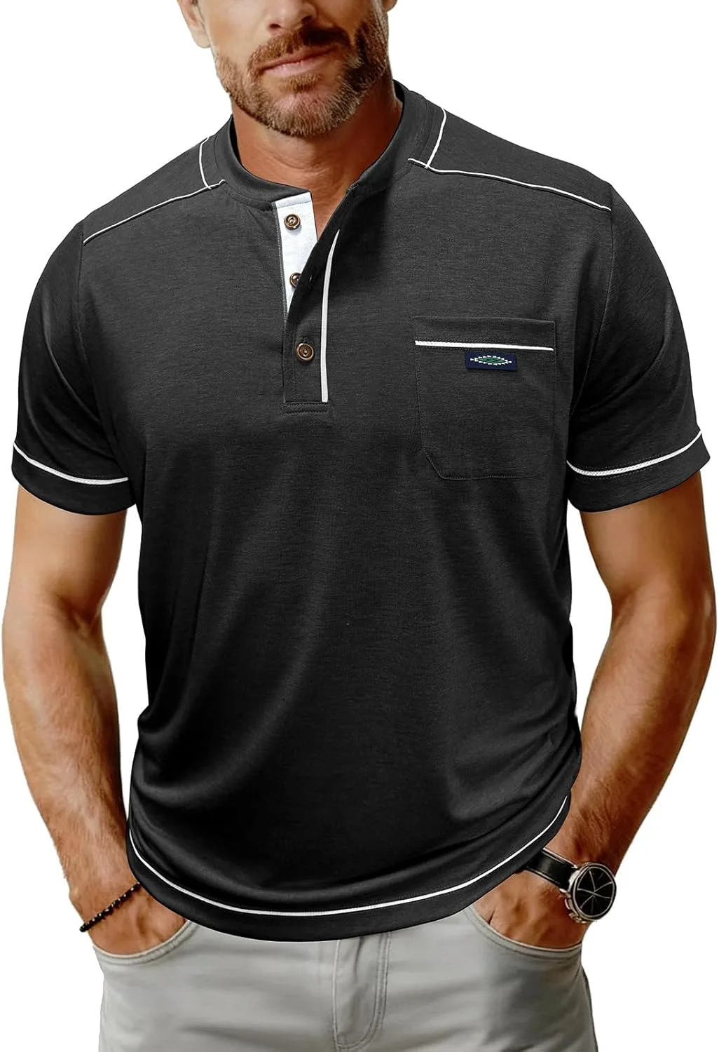 Поло с коротким рукавом для мужчин casual в полоску RODYETQQ
Поло с коротким рукавом для мужчин casual в полоску RODYETQQ