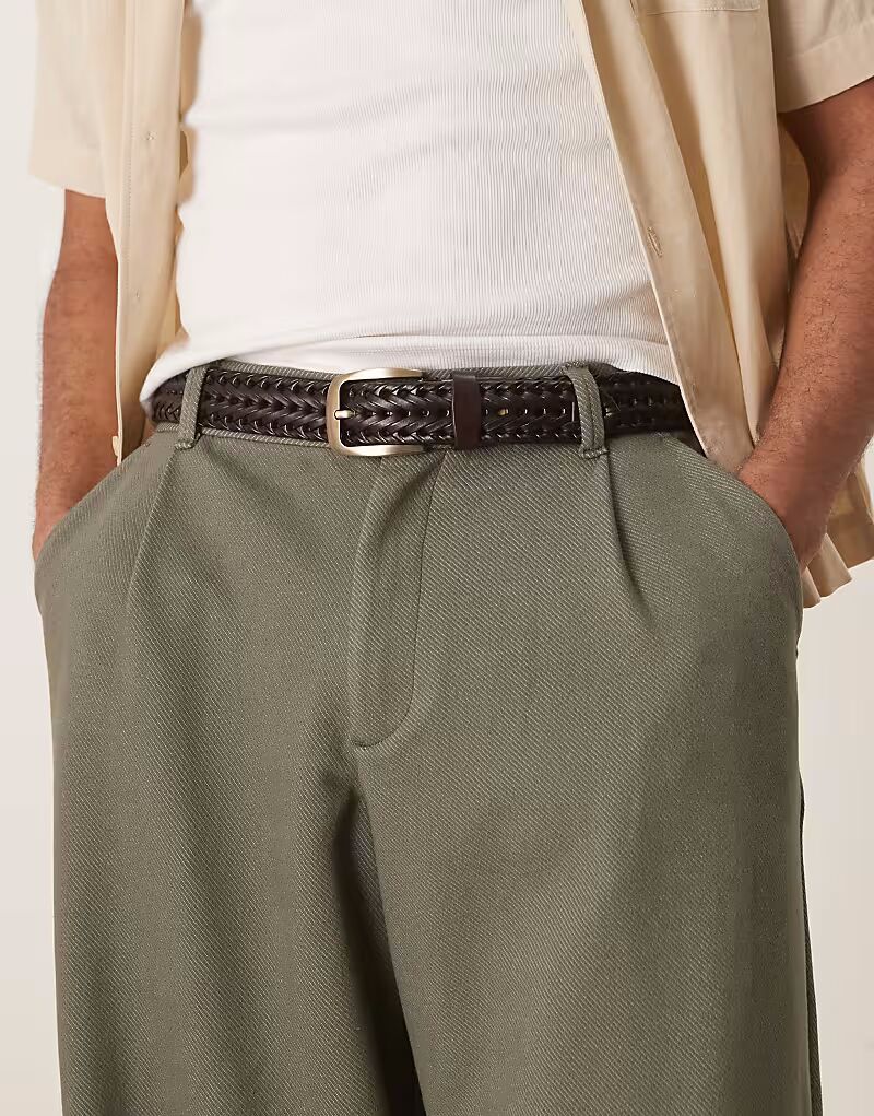 Элегантный плетеный ремень ASOS DESIGN из темно-коричневой кожи
Элегантный плетеный ремень ASOS DESIGN из темно-коричневой кожи