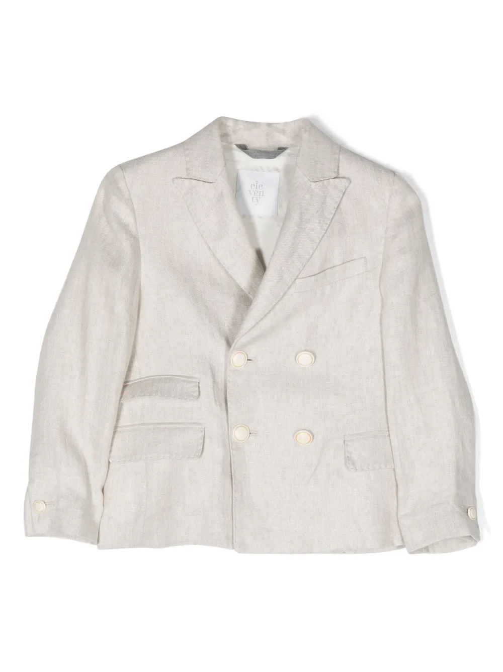 Двубортный льняной пиджак Eleventy Kids, нейтральный
Двубортный льняной пиджак Eleventy Kids, нейтральный