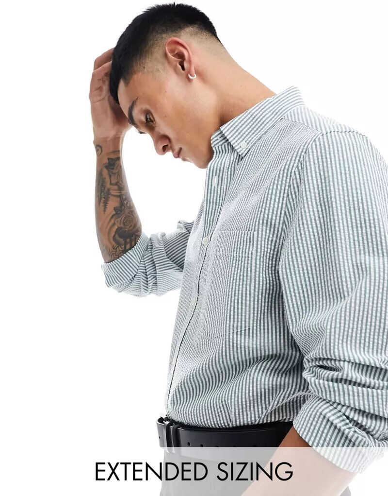 Зеленая рубашка из жатого хлопка ASOS
Зеленая рубашка из жатого хлопка ASOS