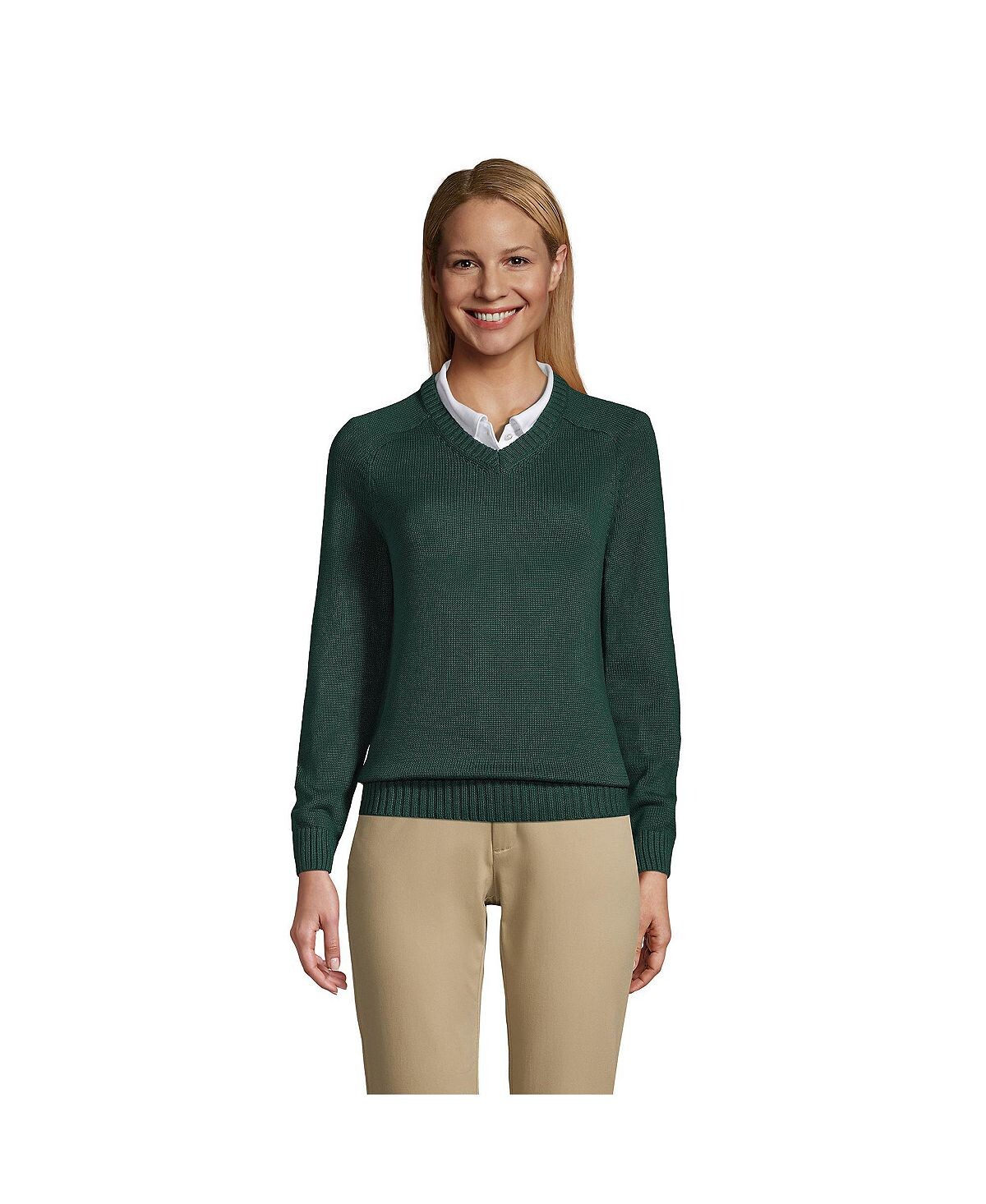 Школьная форма, женский хлопковый свитер с v-образным вырезом из модала Lands' End
Школьная форма, женский хлопковый свитер с v-образным вырезом из модала Lands' End