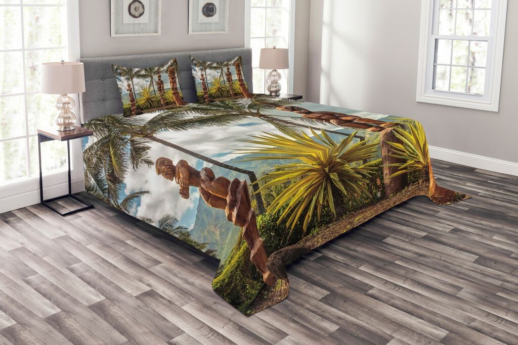 ABAKUHAUS Комплект покрывала Hawaii, маски тики и пальмы, комплект с наволочками, моющийся, для односпальных кроватей 264 х 220 см, коричнево-зеленый
ABAKUHAUS Комплект покрывала Hawaii, маски тики и пальмы, комплект с наволочками, моющийся, для односпальных кроватей 264 х 220 см, коричнево-зеленый