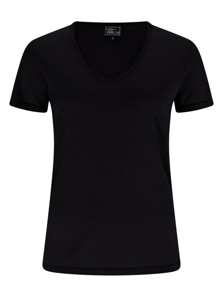 Футболка с V-образным вырезом черного цвета CASH-MERE.CH
Футболка с V-образным вырезом черного цвета CASH-MERE.CH