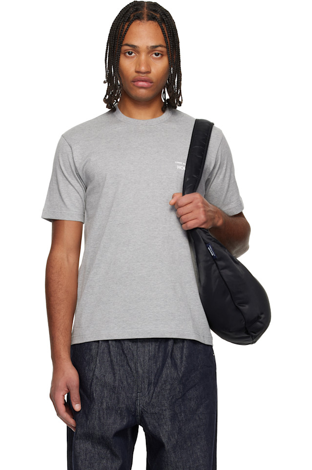 Comme Des Garçons Homme Футболка из серого хлопкового трикотажа с принтом
Comme Des Garçons Homme Футболка из серого хлопкового трикотажа с принтом