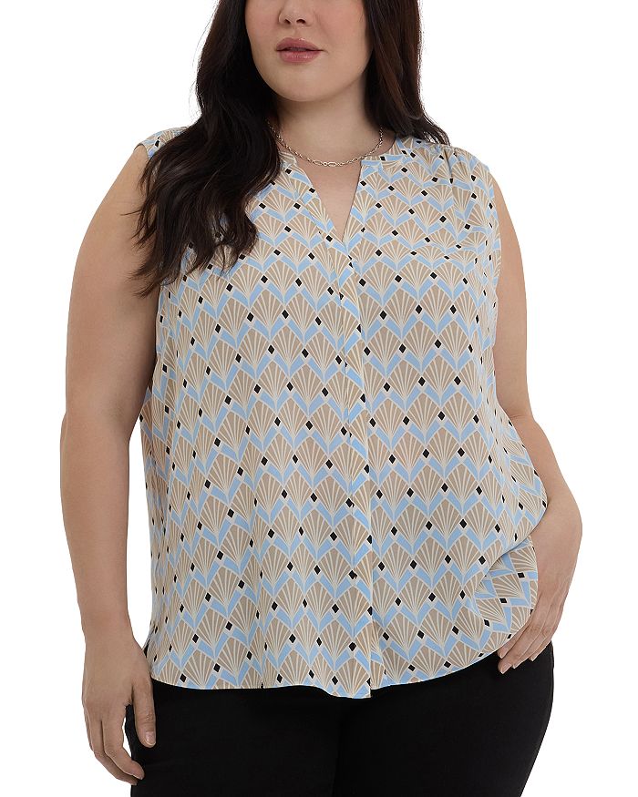 Блузка с защипами NYDJ Plus, коричневый 
Блузка с защипами NYDJ Plus, коричневый