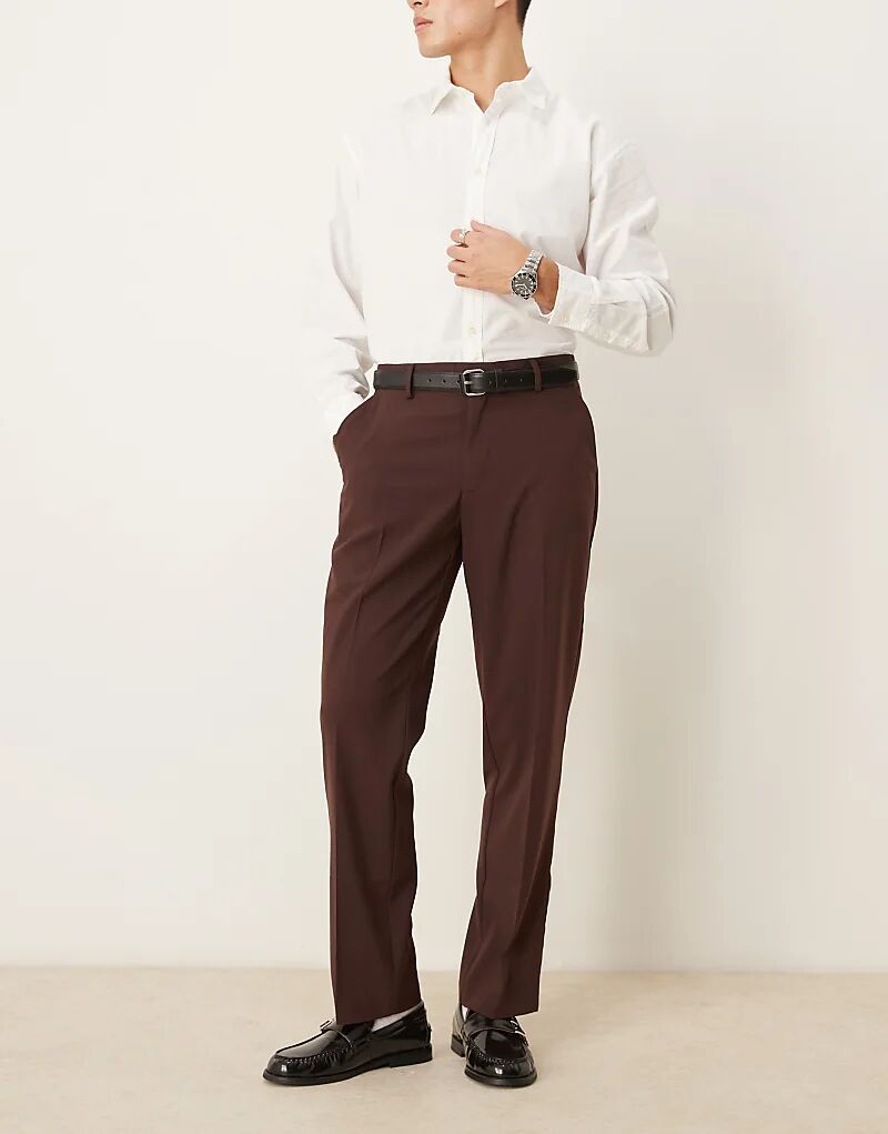 Элегантные прямые брюки коричневого цвета ASOS DESIGN
Элегантные прямые брюки коричневого цвета ASOS DESIGN