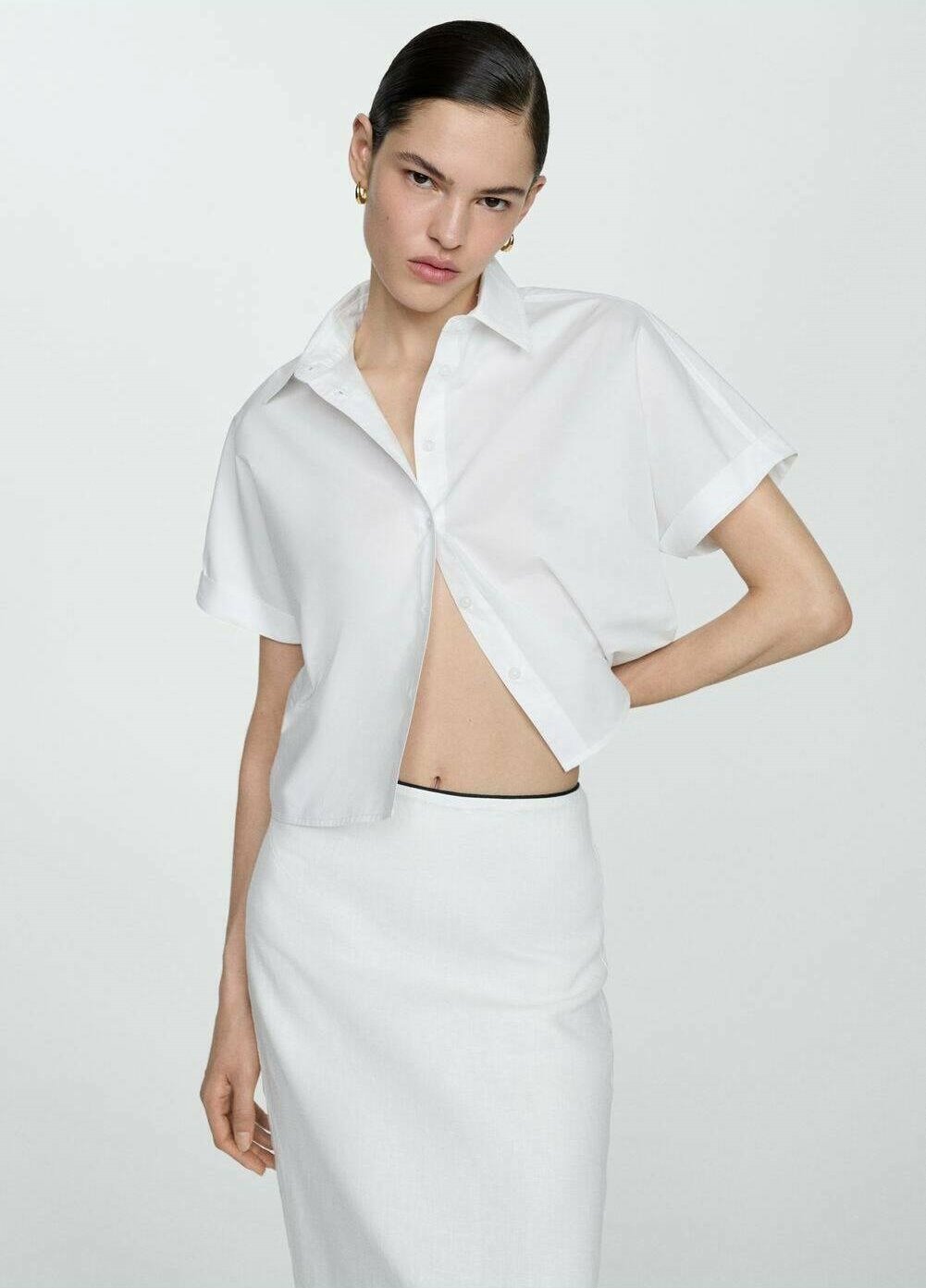 Блузка на пуговицах STITCH Mango, кремовый 
Блузка на пуговицах STITCH Mango, кремовый