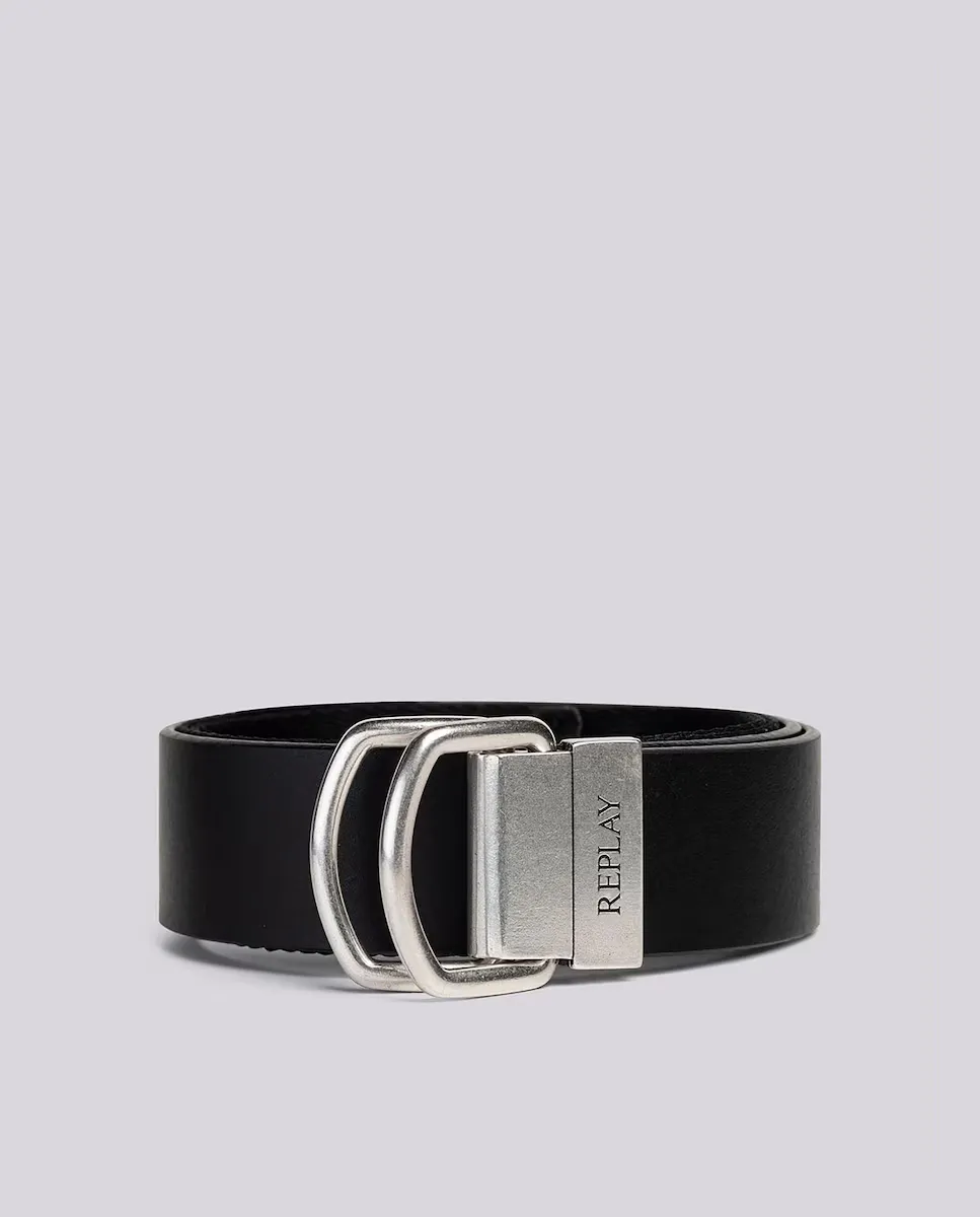 Мужской кожаный ремень с двойной пряжкой и логотипом Replay, черный
Мужской кожаный ремень с двойной пряжкой и логотипом Replay, черный
