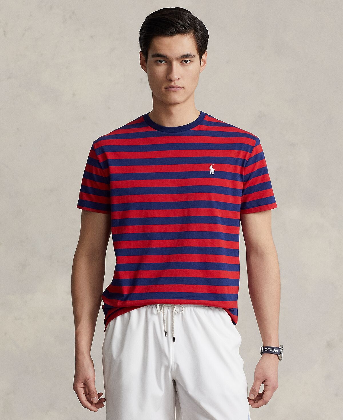 Мужская трикотажная футболка классического кроя в полоску Polo Ralph Lauren
Мужская трикотажная футболка классического кроя в полоску Polo Ralph Lauren