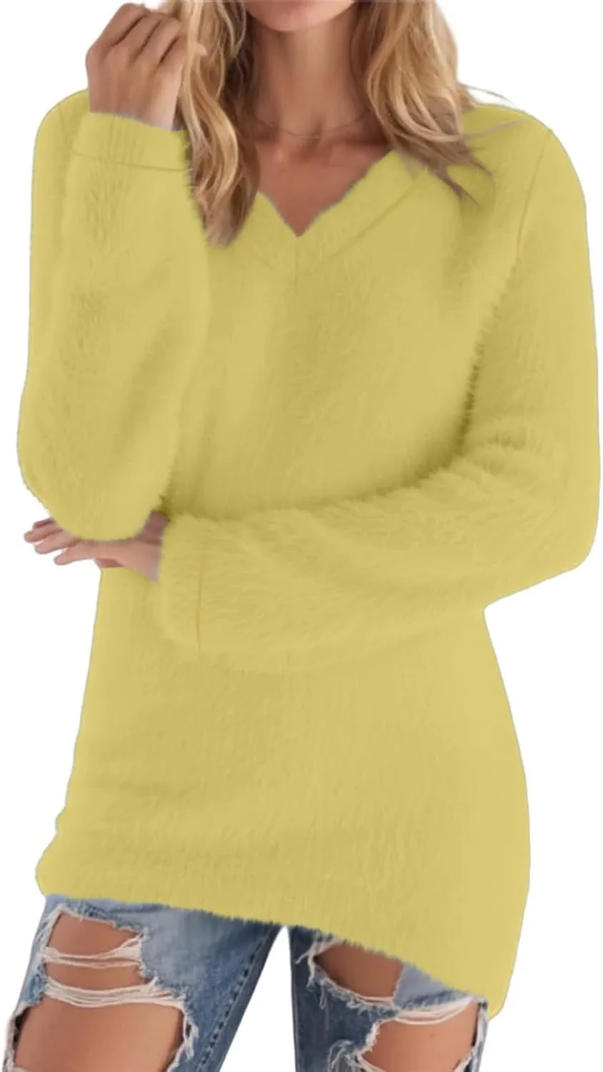 Женский уютный свитер с длинным рукавом, мягкий и пушистый, V-образный вырез, зимний теплый флисовый пуловер Funnyrap
Женский уютный свитер с длинным рукавом, мягкий и пушистый, V-образный вырез, зимний теплый флисовый пуловер Funnyrap