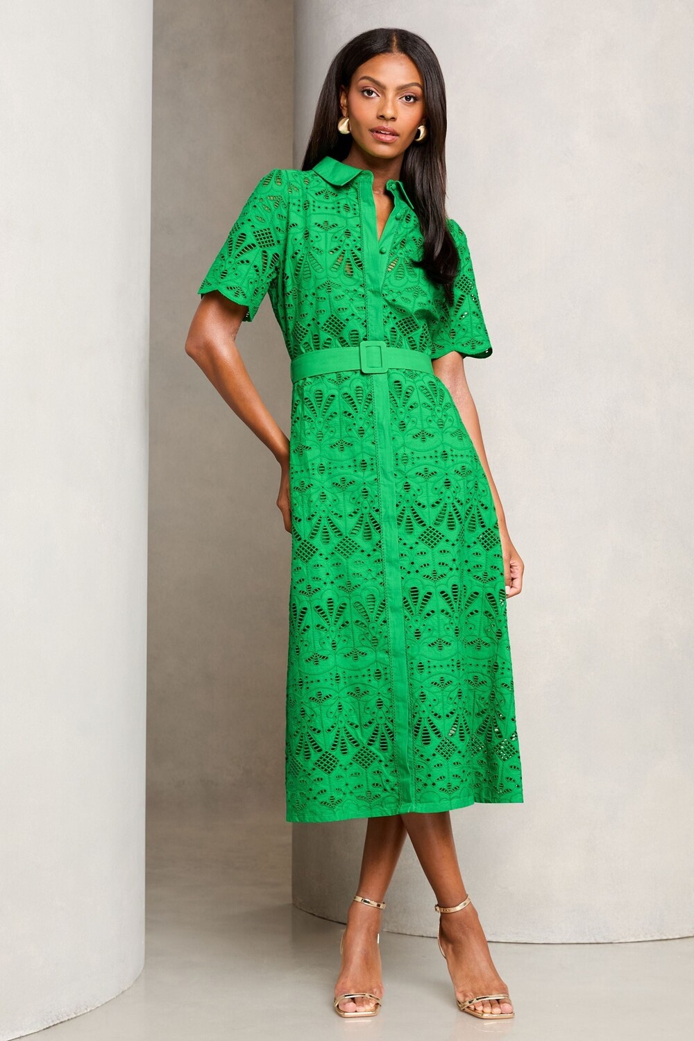 Платье рубашка миди с поясом из кружева бродери премиум класса Lipsy, зеленый
Платье рубашка миди с поясом из кружева бродери премиум класса Lipsy, зеленый