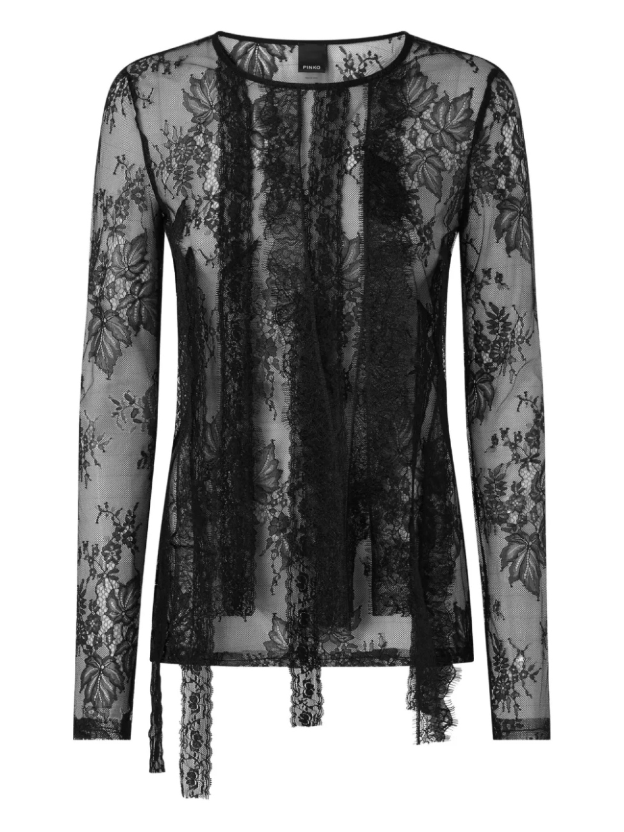 Топ с длинными рукавами из цветочного кружева PINKO, черный
Топ с длинными рукавами из цветочного кружева PINKO, черный
