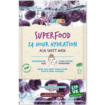 Superfood Intense Hydration Acai Berry Bamboo Beauty Тканевая маска, 7Th Heaven
Superfood Intense Hydration Acai Berry Bamboo Beauty Тканевая маска, 7Th Heaven