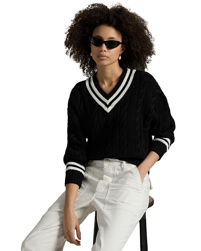 Аранский вязаный хлопковый свитер Cricket Ralph Lauren, черный
Аранский вязаный хлопковый свитер Cricket Ralph Lauren, черный