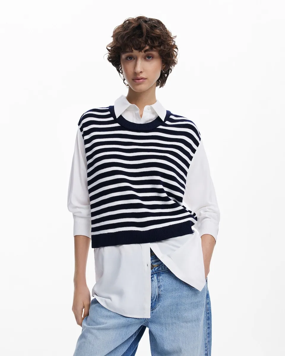 Женская рубашка с эффектом жилета Desigual, белый 
Женская рубашка с эффектом жилета Desigual, белый