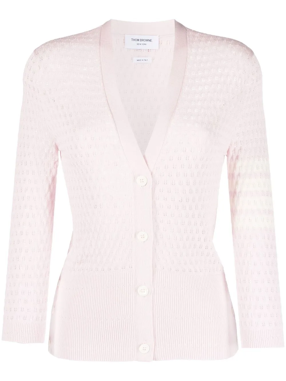 Кардиган с 4-барной ажурной вязкой THOM BROWNE, розовый
Кардиган с 4-барной ажурной вязкой THOM BROWNE, розовый