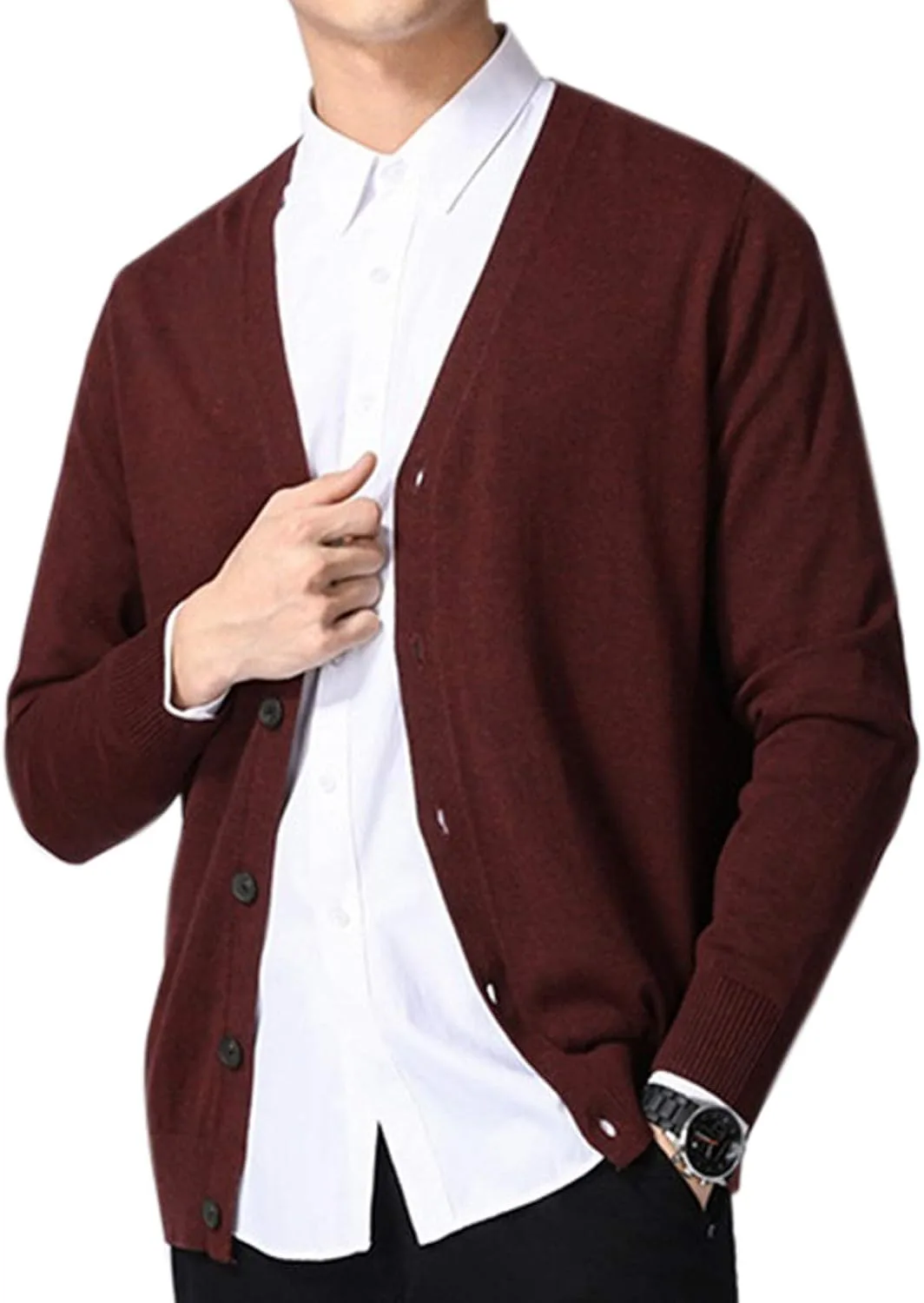 Мужской кардиган вязаный свитер с пуговицами V-образным вырезом хлопок slim fit Elonglin
Мужской кардиган вязаный свитер с пуговицами V-образным вырезом хлопок slim fit Elonglin